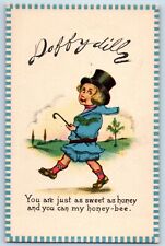 Daffodils Postcard Little Boy Quote You Are Just As Sweet As Honey c1910's picture