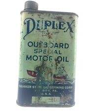 Vintage Duplex Outboard Special Motor Oil SAE 30 1 QT metal oil can picture