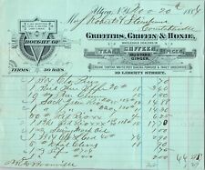 c1884 Griffiths, Griffin & Hoxie Coffee & Mustard Utica NY New York Billhead picture