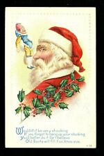 Christmas Santa Vintage postcard Red Suit w/ Jester Doll embossed 1916 C-158 picture
