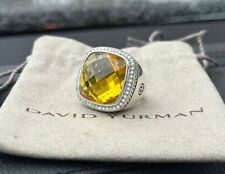 David Yurman Albion 925 Silver 20mm Albion Lemon Citrine & Diamond Ring Sz 7 picture