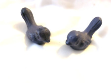 Pair Of 2 Vintage Mini Cast Iron Bird Paperweight Figurines picture
