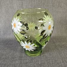 Teleflora Vase Green Glass Daisy Pattern picture