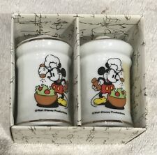 Disney Japan Mickey Mouse Salt & Pepper Shakers Set Vintage NIB Gold Trim picture