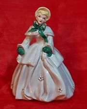 Florence Ceramics Abigail Figurine Porcelain Lady Light Gray w/ Green accents picture