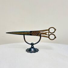 Vintage Indian handcrafted gold damascened koftgari pair of scissors. picture