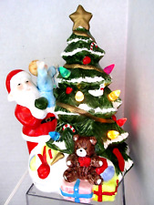Ceramic Christmas Tree Lighted Tabletop Santa Child 8.5in Dayton Hudson VTG 1994 picture