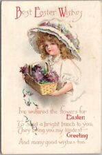 1917 Artist-Signed CLAPSADDLE Postcard Girl /Flower Basket 