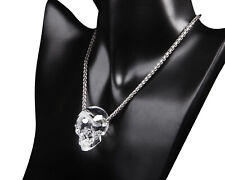 Skullis Necklace of Quartz Rock Crystal Hand Carved Crystal Skull Pendant picture