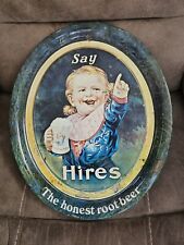 Vintage Antique Hires Root Beer Ugly Kid Oval Serving Tray Boy Collectible Metal picture