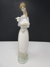 Vintage Lladro *Retired* Girl Holding Lamb Porcelain Figurine 10.5