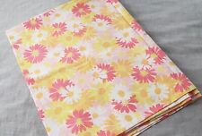 Vintage Pequot Twin Flat Sheet Pink Yellow Daisy Mod 72x104 picture
