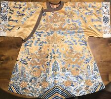 Antique QING Chinese DRAGON ROBE Embroidered GOLD Silk - IMPERIAL Court  picture