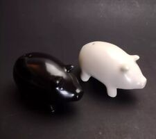 Black And White Pig Salt Pepper Shakers Ceramic Cute Piggies Farm Country picture