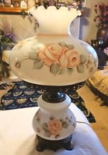 Beautiful Vtg Gone With The Wind 3 Way Lamp Hand Painted Pink Roses 23