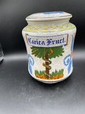Vintage Carica Fruct Otegari Apothecary Jar Sepent in Tree Floral 6.5x5”dm picture