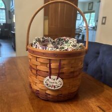 Longaberger 1996 May Series Sweet Pea Basket, Liner, & Tie On picture