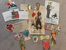 Lot of 16 Used Antique 1920s Valentine Cards Papers Made in USA Germany Saxony picture