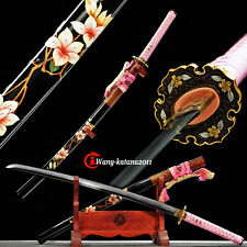 Real Yokote Sakura Pink Katana Clay Tempered Steel Handmade Japanese Sword Sharp picture