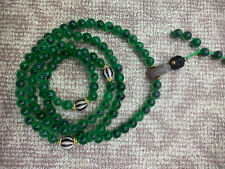 WOW Tibetan Natural Green Agate Dzi 8mm Round 108 Beads Necklace picture