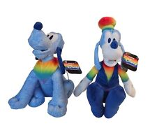 Disney Rainbow Pride Plush Goofy and Pluto LGBTQ+ Gay Days 9 Inch Lot of 2 New picture
