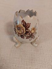 Vintage Napcoware Cracked Egg 3-Footed Vase Brown Floral C3199/M  picture