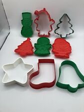 9 Vintage Hallmark Christmas Plastic Cookie Cutters Santa Angel Tree Snowman + picture