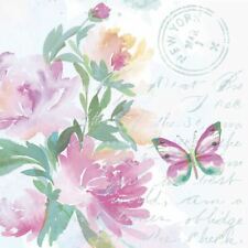 Two Individual Paper Luncheon Decoupage Napkins Botanical Flower Postcard Stamp picture