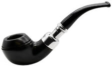 Peterson Ebony Finish Sterling Silver Spigot Mounted Bent Rhodesian Pipe (999-b) picture