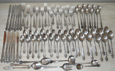 Vintage Flatware 78 Pcs National Stainless Glossy Floral Lot Japan Dinner Set picture