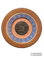 Vintage Mexican Mayan Aztec Calendar Clay Pottery Charger, 12