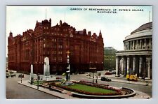 Manchester-England, St Peters Square Garden of Remembrance, Vintage Postcard picture