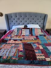 Vintage Crazy Quilt Hand Crafted Patchwork 76x66