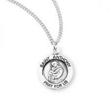 Elegant Saint Anthony Elegant Round Sterling Silver Medal Size 0.8in x 0.6in picture