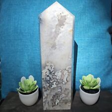 4.3lb GORGEOUS Druzy Flower Agate Tower picture