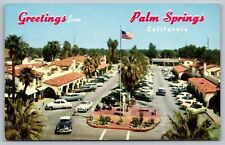 Greetings from Palm Springs Plaza California VTG Postcard c1957-H S Crocker-Nice picture