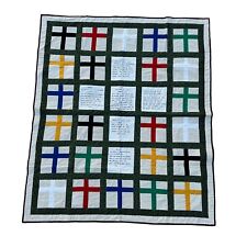 Cross Scripture Quilt Blanket Hand Stitched 58x68 Religious Christian Salvation picture