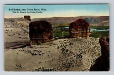 Green River WY-Wyoming, Scenic Red Buttes, Antique Souvenir Vintage Postcard picture