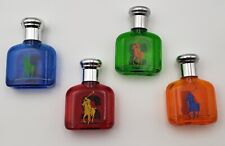 LOT OF EMPTY POLO BIG PONY MINI BOTTLES~BLUE 1~RED 2~GREEN 3~ORANGE 4~GLASS picture