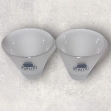 2 Brokers World’s Best Gin Stemless Martini Glasses Frosted- Excellent Condition picture
