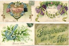 LILY FLOWERS MAY 1 GREETINGS INCL. EMBOSSED, 140 Vintage Postcards (L7180) picture