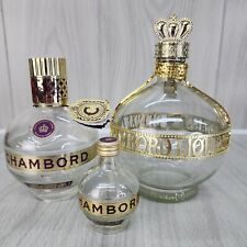 VINTAGE Setof 3 CHAMBORD Crown Royale Liqueur 750/375/50 Glass Bottles Empty picture