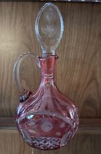 IMPERLUX  HAND-CUT HEAVY  LEAD CRYSTAL  CRANBERRY DECANTER  (RED & CLEAR) picture