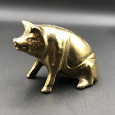 RARE Valleau Brass Sitting Pig Piggy Coin Bank Stamped/Marked V picture