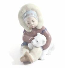 Lladro Figurine Eskimo Girl Hugging Polar Bear Vintage Collectible Statuette  picture