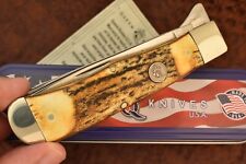 MADE IN USA QUEEN CUTLERY CO JUMBO STAG REMINGTON STYLE TRAPPER KNIFE NICE 15063 picture