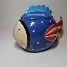 Coco Dowley Vintage Cookie Jar -  Bluefish colorful fish beach decor picture