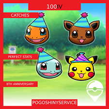 Pokemon - 8th Anniversary Party - 100IV Catches - Eevee, Charmander & more - GO picture