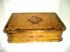 ITALIAN FLORENTINE GILT WOOD HUGE JEWELRY BOX LINED TRAY HOLLYWOOD REGENCY 16 IN picture