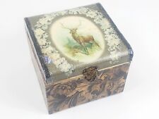 Antique Victorian Celluloid Collar Box with Stag/Deer-Dresser Box Vanity picture